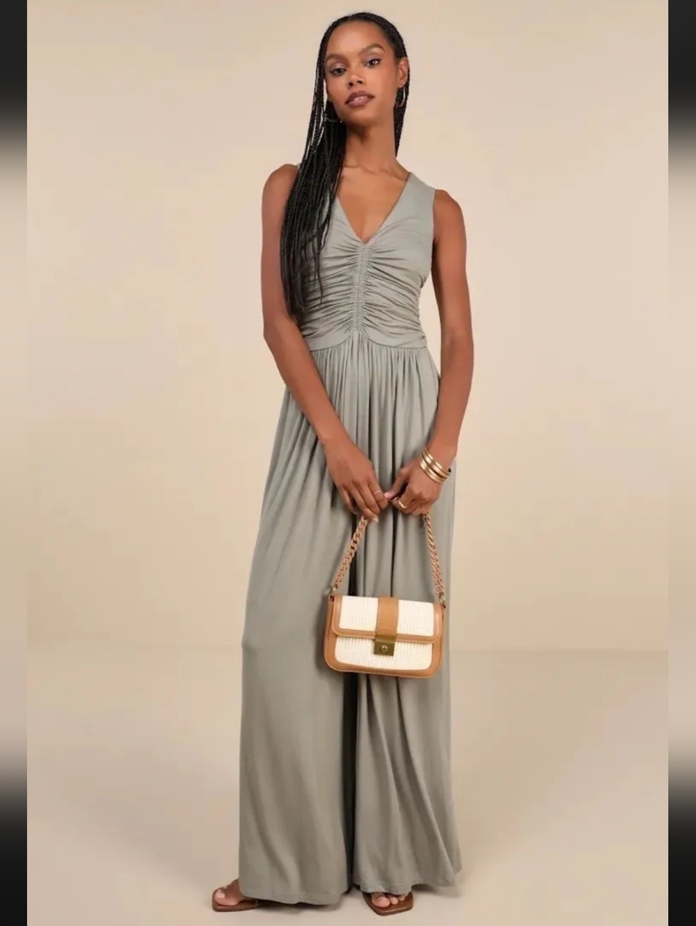 Free People Rouched Jumpsuit Sz M
